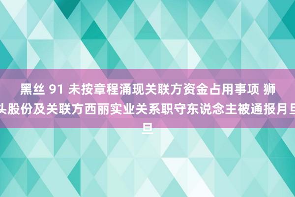 黑丝 91 未按章程涌现关联方资金占用事项 狮头股份及关联方西丽实业关系职守东说念主被通报月旦