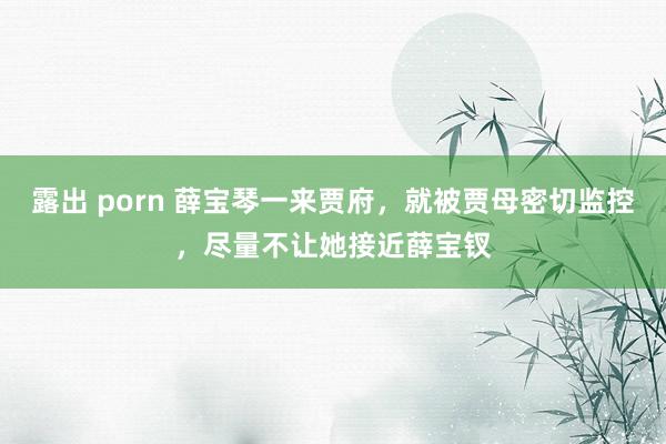 露出 porn 薛宝琴一来贾府，就被贾母密切监控，尽量不让她接近薛宝钗