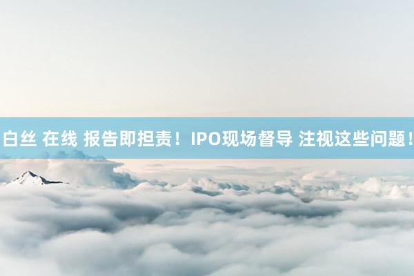 白丝 在线 报告即担责！IPO现场督导 注视这些问题！