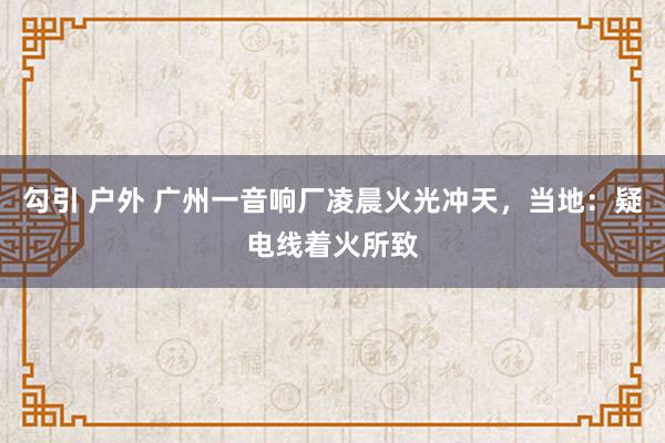 勾引 户外 广州一音响厂凌晨火光冲天，当地：疑电线着火所致