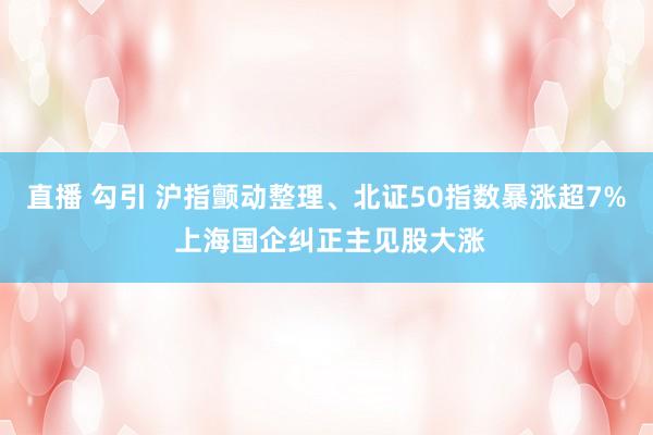 直播 勾引 沪指颤动整理、北证50指数暴涨超7% 上海国企纠正主见股大涨