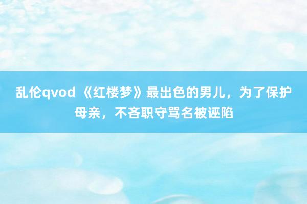 乱伦qvod 《红楼梦》最出色的男儿，为了保护母亲，不吝职守骂名被诬陷