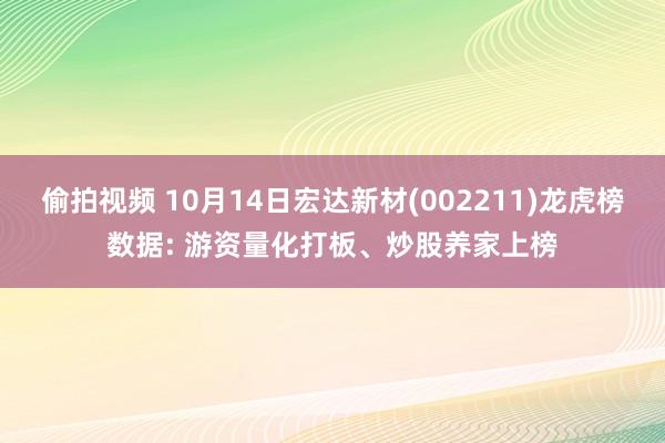 偷拍视频 10月14日宏达新材(002211)龙虎榜数据: 游资量化打板、炒股养家上榜