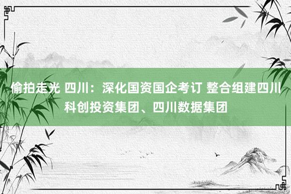 偷拍走光 四川：深化国资国企考订 整合组建四川科创投资集团、四川数据集团