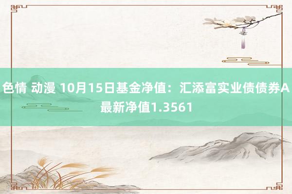 色情 动漫 10月15日基金净值：汇添富实业债债券A最新净值1.3561