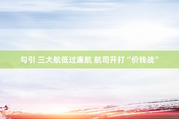 勾引 三大航低过廉航 航司开打“价钱战”