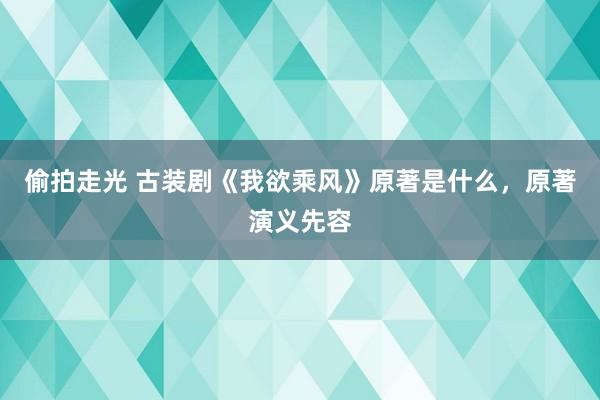 偷拍走光 古装剧《我欲乘风》原著是什么，原著演义先容