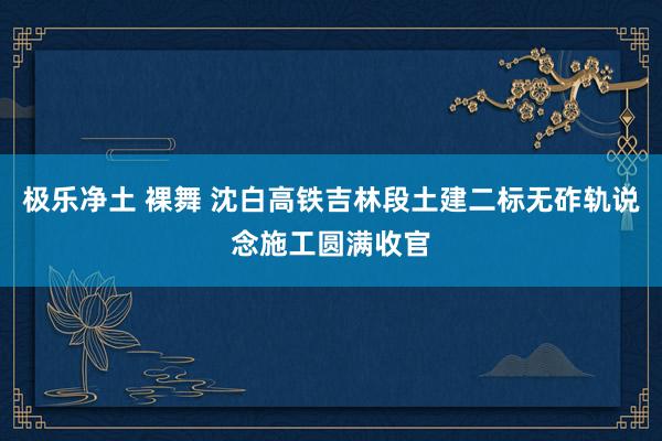 极乐净土 裸舞 沈白高铁吉林段土建二标无砟轨说念施工圆满收官