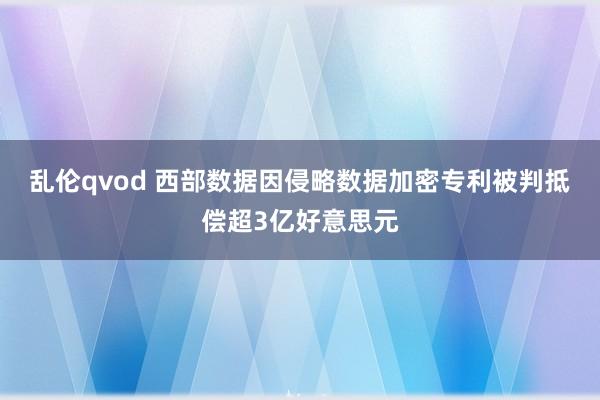 乱伦qvod 西部数据因侵略数据加密专利被判抵偿超3亿好意思元