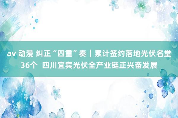 av 动漫 纠正“四重”奏｜累计签约落地光伏名堂36个  四川宜宾光伏全产业链正兴奋发展