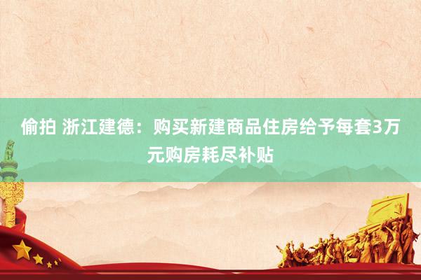 偷拍 浙江建德：购买新建商品住房给予每套3万元购房耗尽补贴