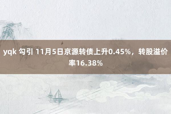 yqk 勾引 11月5日京源转债上升0.45%，转股溢价率16.38%