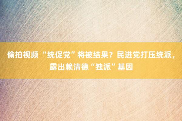 偷拍视频 “统促党”将被结果？民进党打压统派，露出赖清德“独派”基因