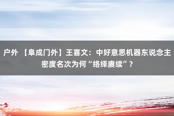 户外 【阜成门外】王喜文：中好意思机器东说念主密度名次为何“络绎赓续”？