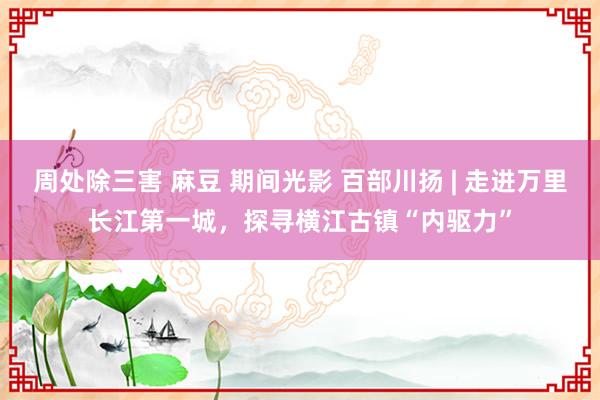 周处除三害 麻豆 期间光影 百部川扬 | 走进万里长江第一城，探寻横江古镇“内驱力”