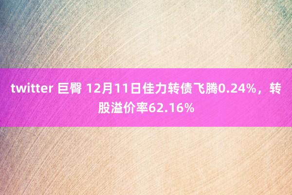 twitter 巨臀 12月11日佳力转债飞腾0.24%，转股溢价率62.16%