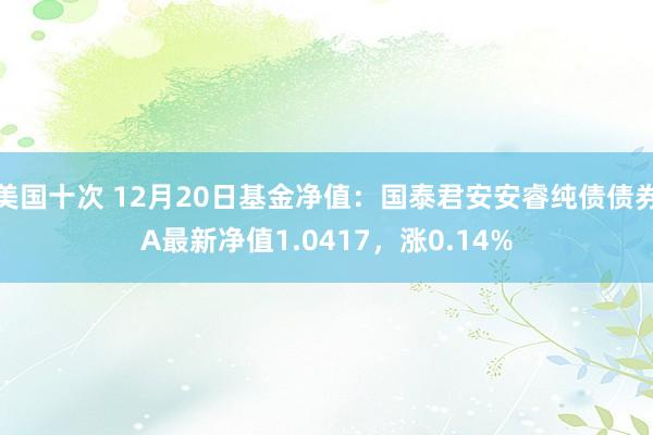 美国十次 12月20日基金净值：国泰君安安睿纯债债券A最新净值1.0417，涨0.14%