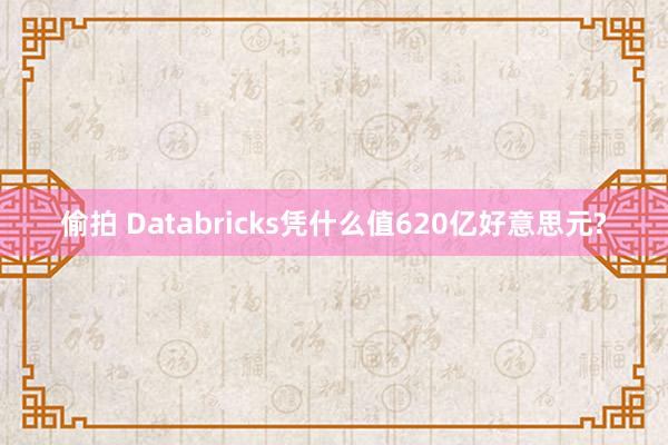 偷拍 Databricks凭什么值620亿好意思元?