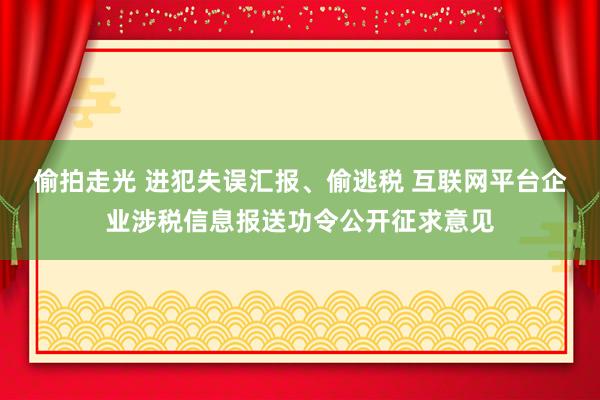 偷拍走光 进犯失误汇报、偷逃税 互联网平台企业涉税信息报送功令公开征求意见