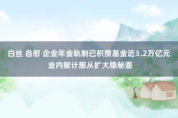 白丝 自慰 企业年金轨制已积攒基金近3.2万亿元 业内献计服从扩大隐秘面