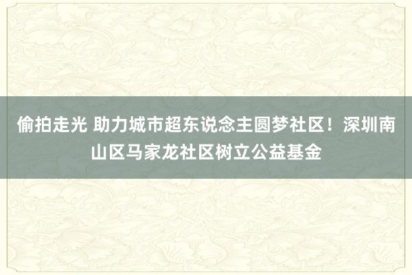 偷拍走光 助力城市超东说念主圆梦社区！深圳南山区马家龙社区树立公益基金