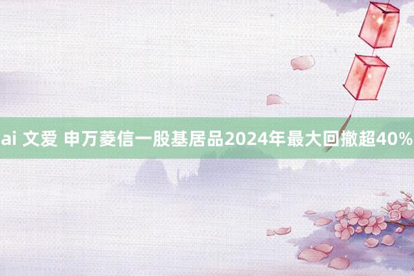 ai 文爱 申万菱信一股基居品2024年最大回撤超40%