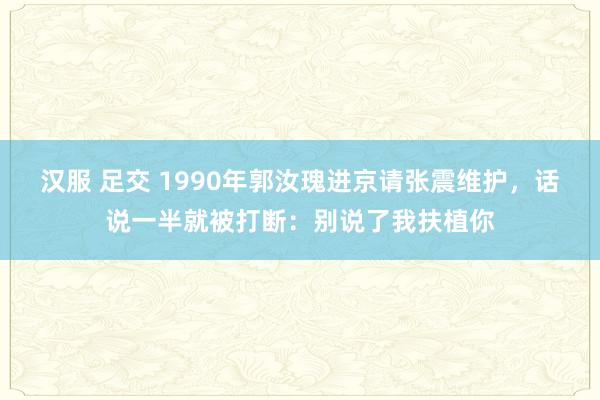 汉服 足交 1990年郭汝瑰进京请张震维护，话说一半就被打断：别说了我扶植你