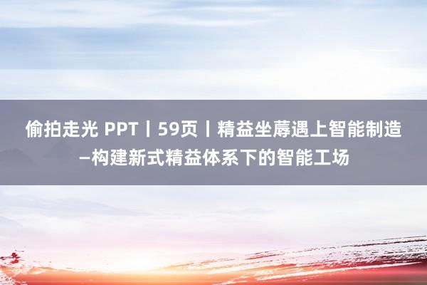 偷拍走光 PPT丨59页丨精益坐蓐遇上智能制造—构建新式精益体系下的智能工场