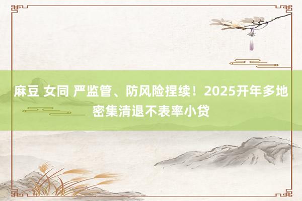 麻豆 女同 严监管、防风险捏续！2025开年多地密集清退不表率小贷