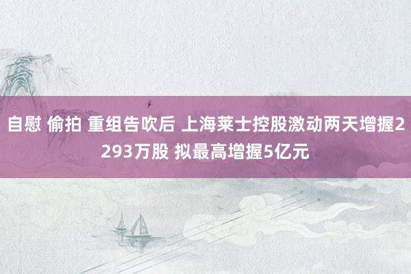 自慰 偷拍 重组告吹后 上海莱士控股激动两天增握2293万股 拟最高增握5亿元