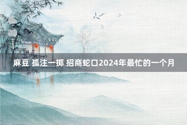 麻豆 孤注一掷 招商蛇口2024年最忙的一个月