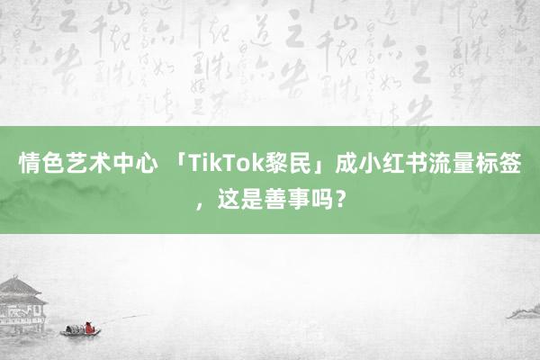 情色艺术中心 「TikTok黎民」成小红书流量标签，这是善事吗？